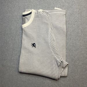 Y2K Express Men's Gray White Striped Waffle-Knit Cotton Blend Pullover Sweater L